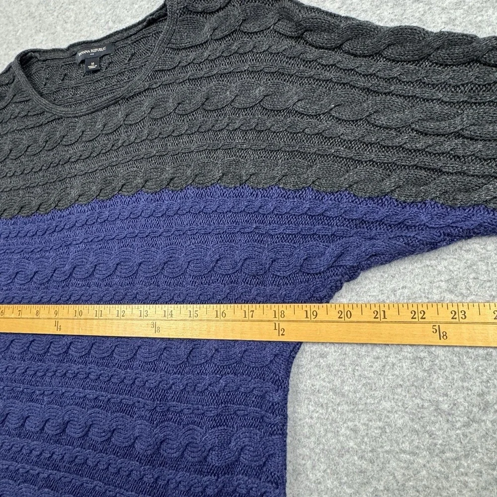 Banana Republic Two Tone Cable Knit Sweater Womens Medium Dolman‎ 3/4 Sleeve